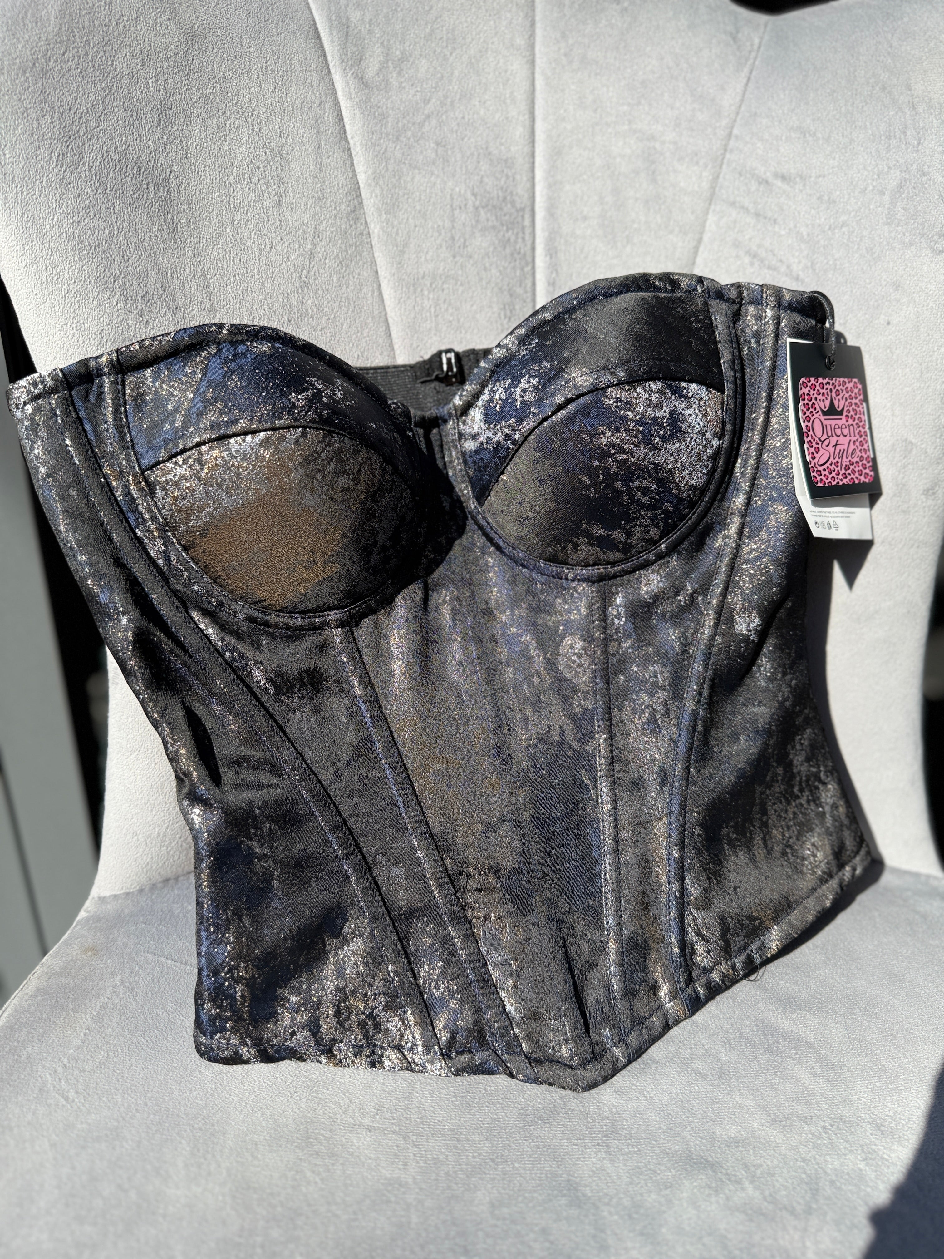 Top Corsetto Effetto Vintage Gold & Black