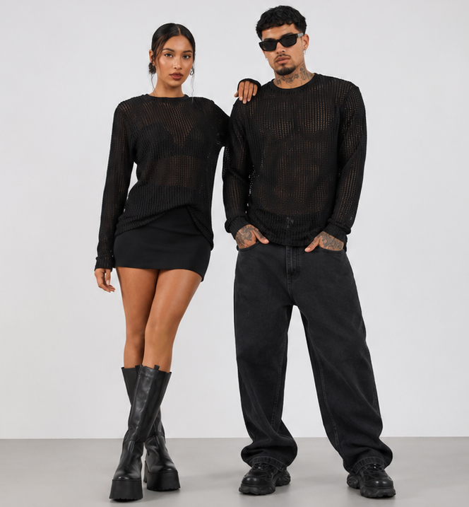 Maglia a Rete Unisex – Nera