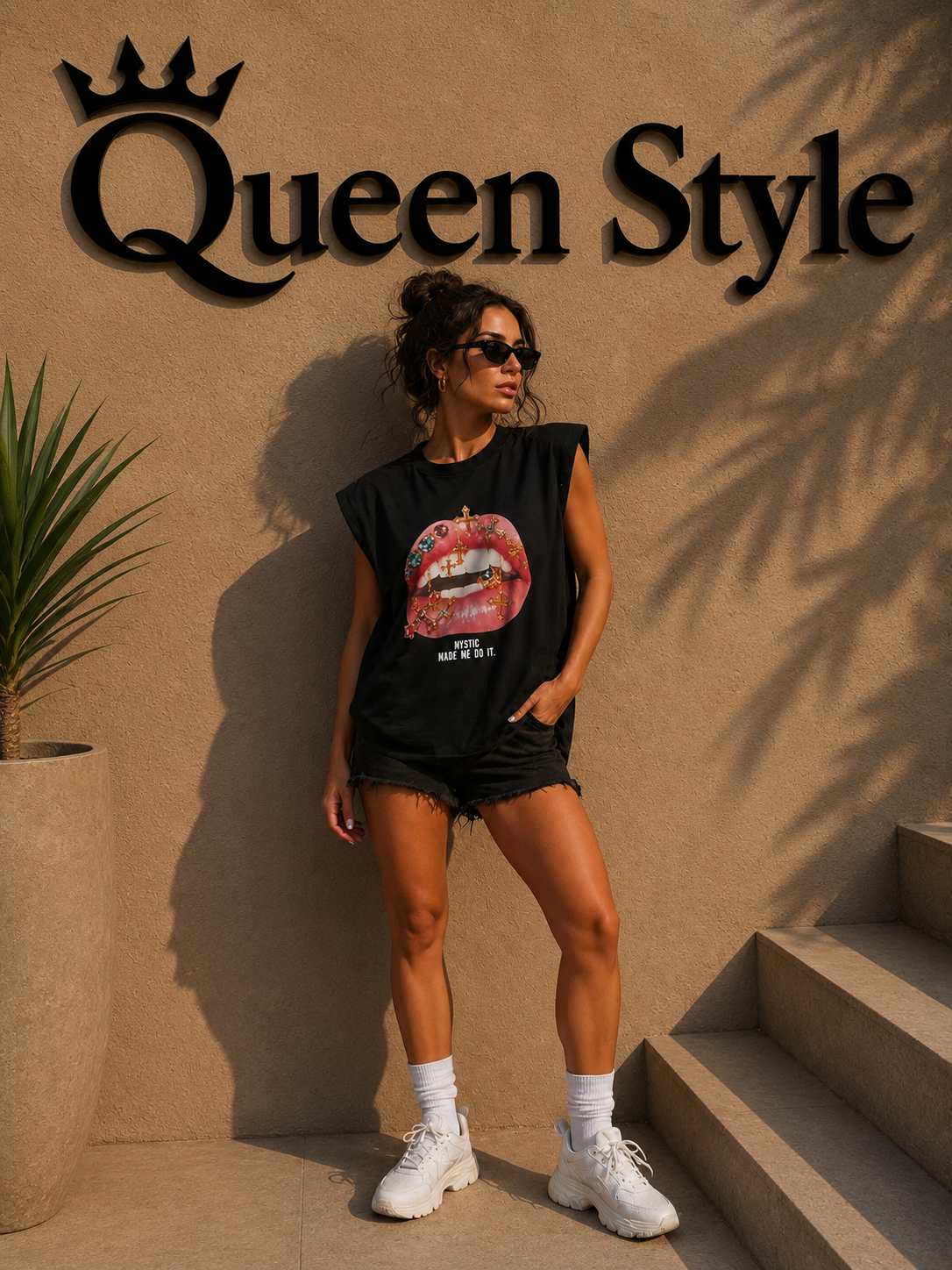 T-Shirt Oversize "Mystic" con Spalline Imbottite
