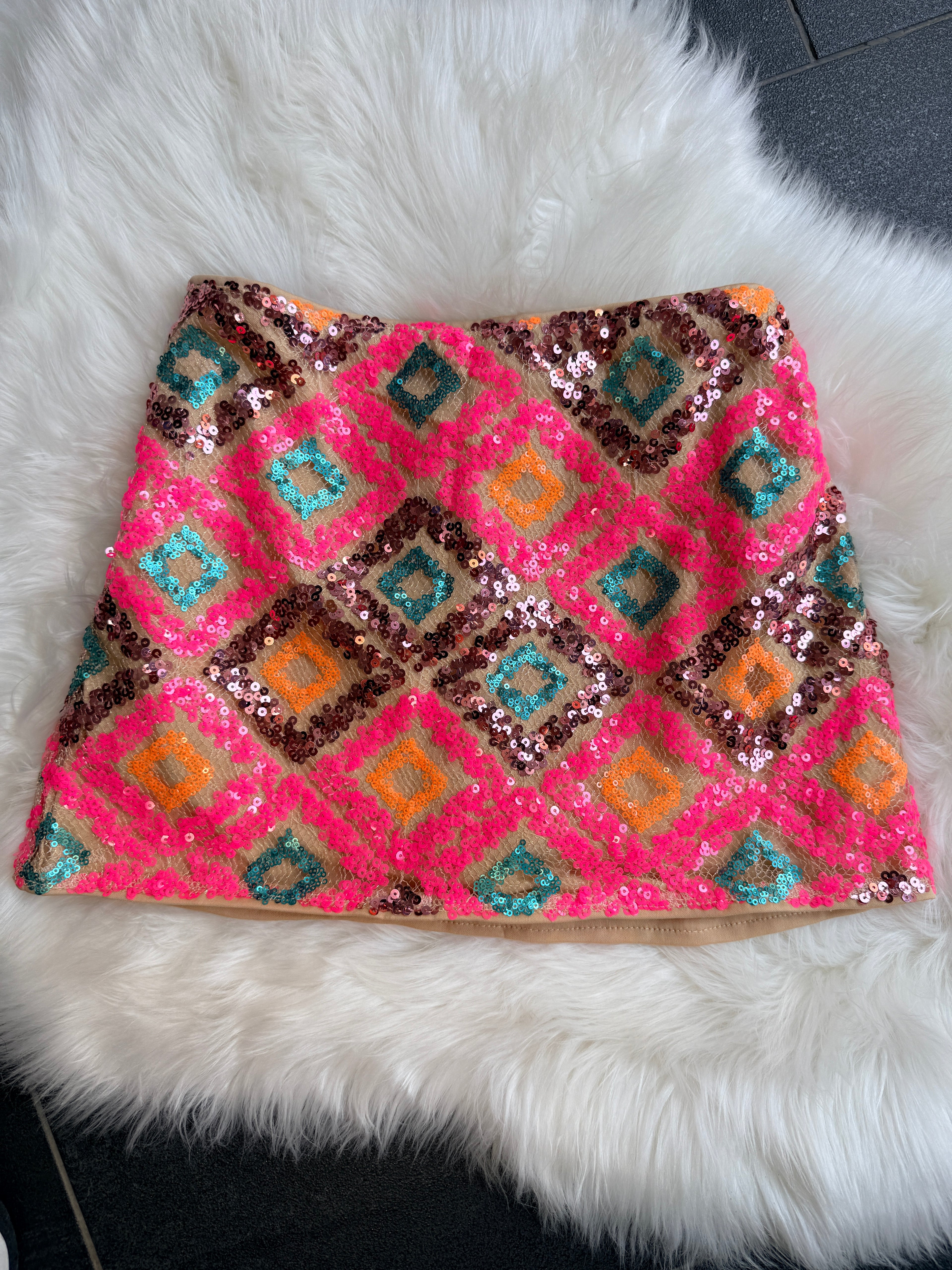 Gonna-Shorts Geometrica con Paillettes