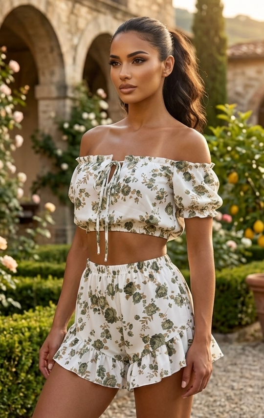 Completo Merion – Eleganza Floreale in Taglia Unica