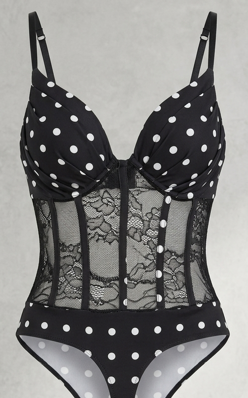 Body Corsetto Taglia Unica: Stile Pois e Pizzo