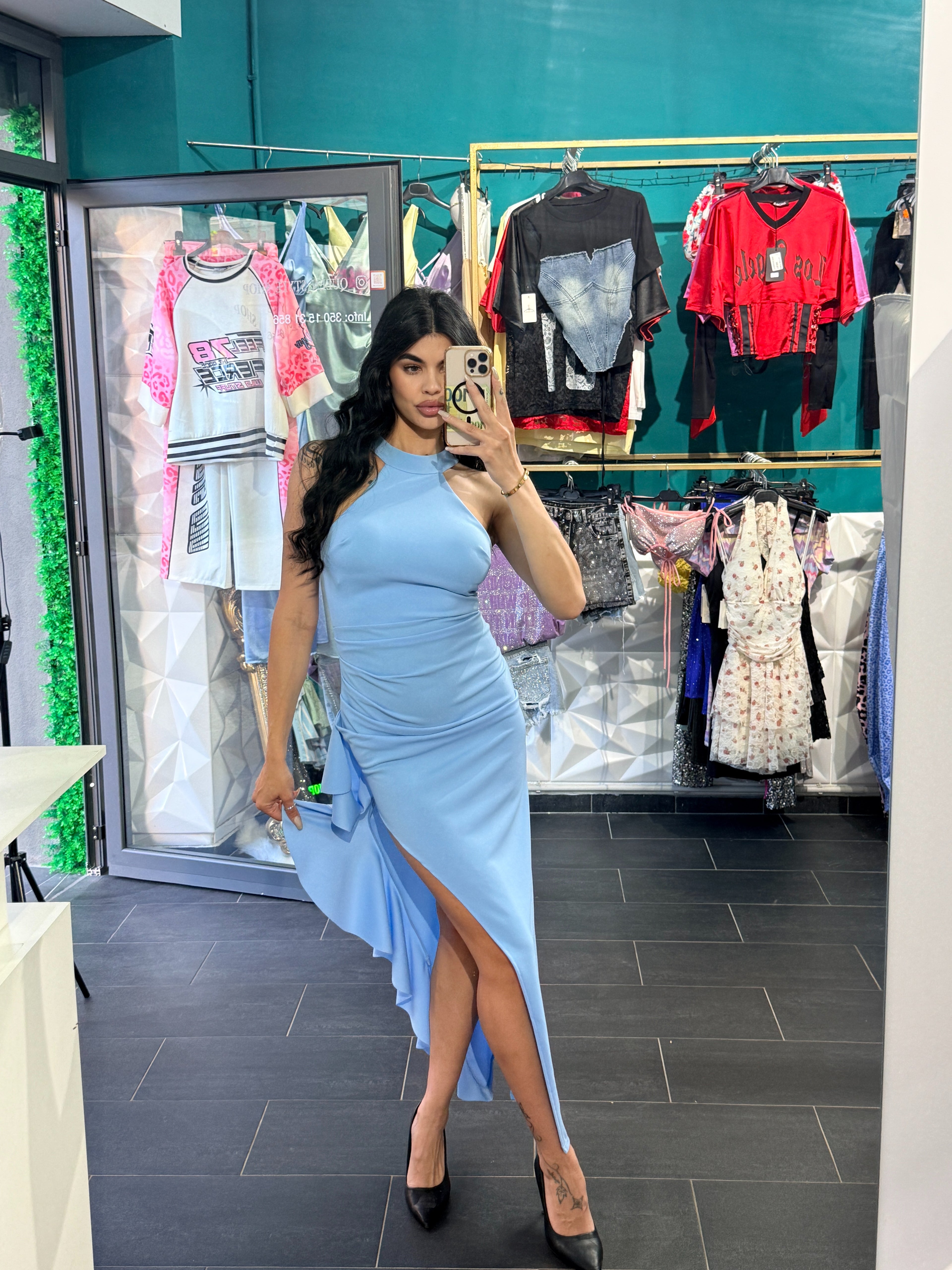 Abito Gala "Aura" – Lungo a Sirena con Scollo Halter