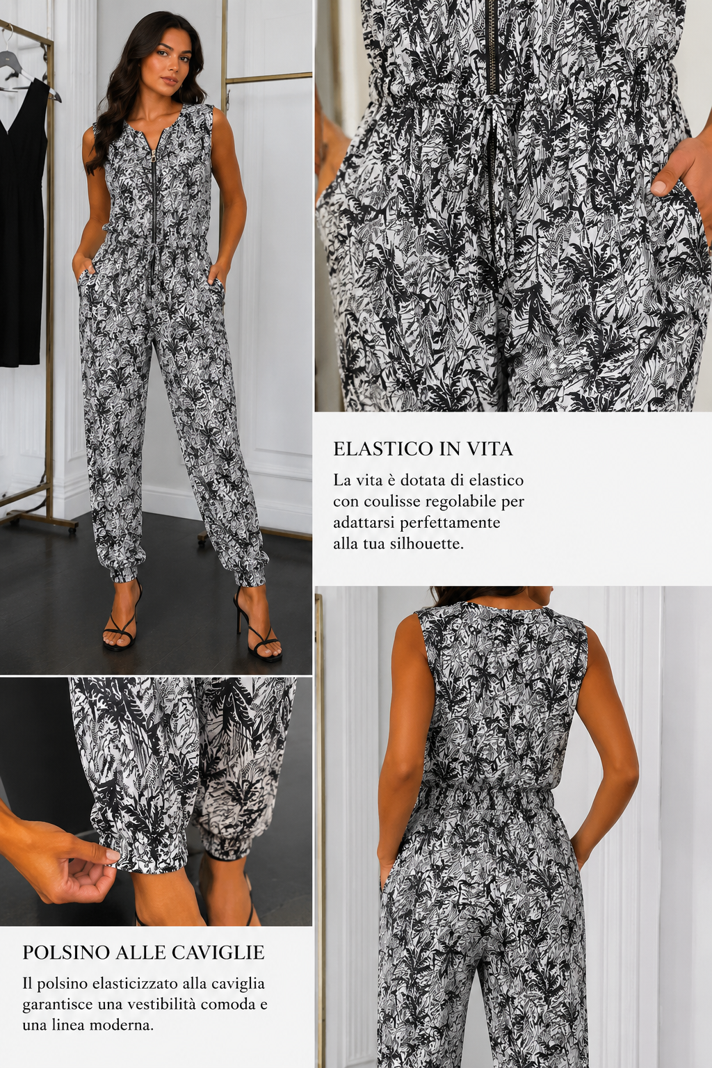 Tutina Fantasia Tropicale con Zip e Tasche