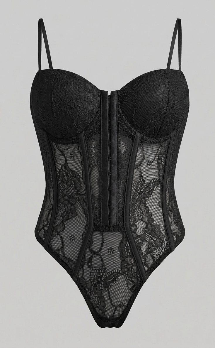 Body Bustier in Pizzo Floreale – Eleganza Scolpita
