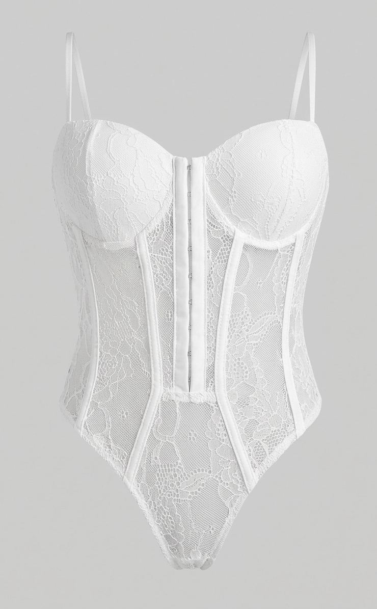 Body Bustier in Pizzo Floreale – Eleganza Scolpita