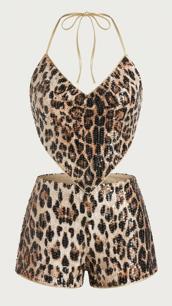 Completo Due Pezzi Animalier con Paillettes
