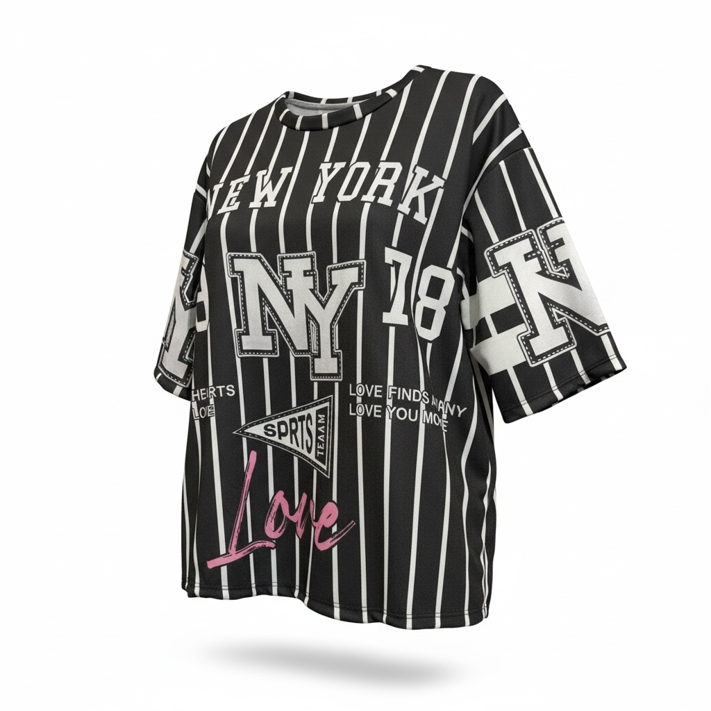 T-Shirt Oversize "New York City" – Urban Pinstripe Edition