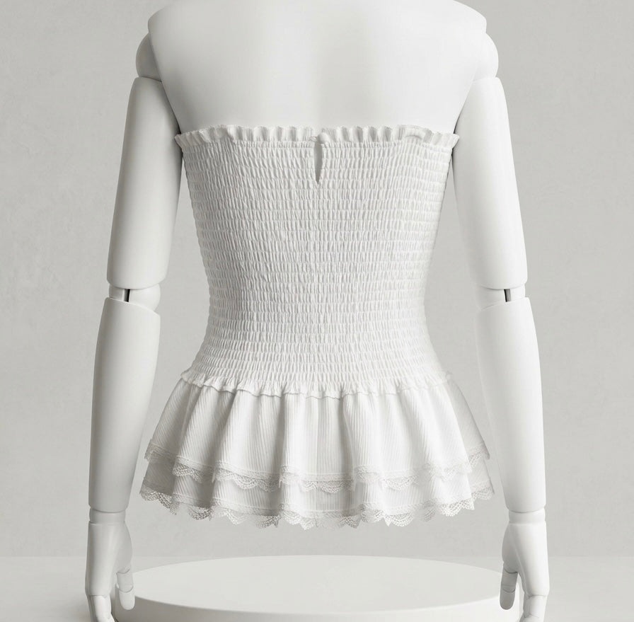Top Boho-Chic con Volant e Schiena Elasticizzata