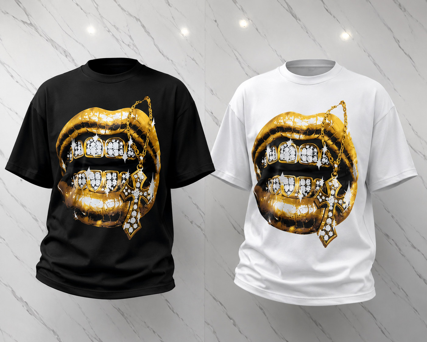 T-Shirt Limited Edition – Exclusive Gold & Diamond Grillz