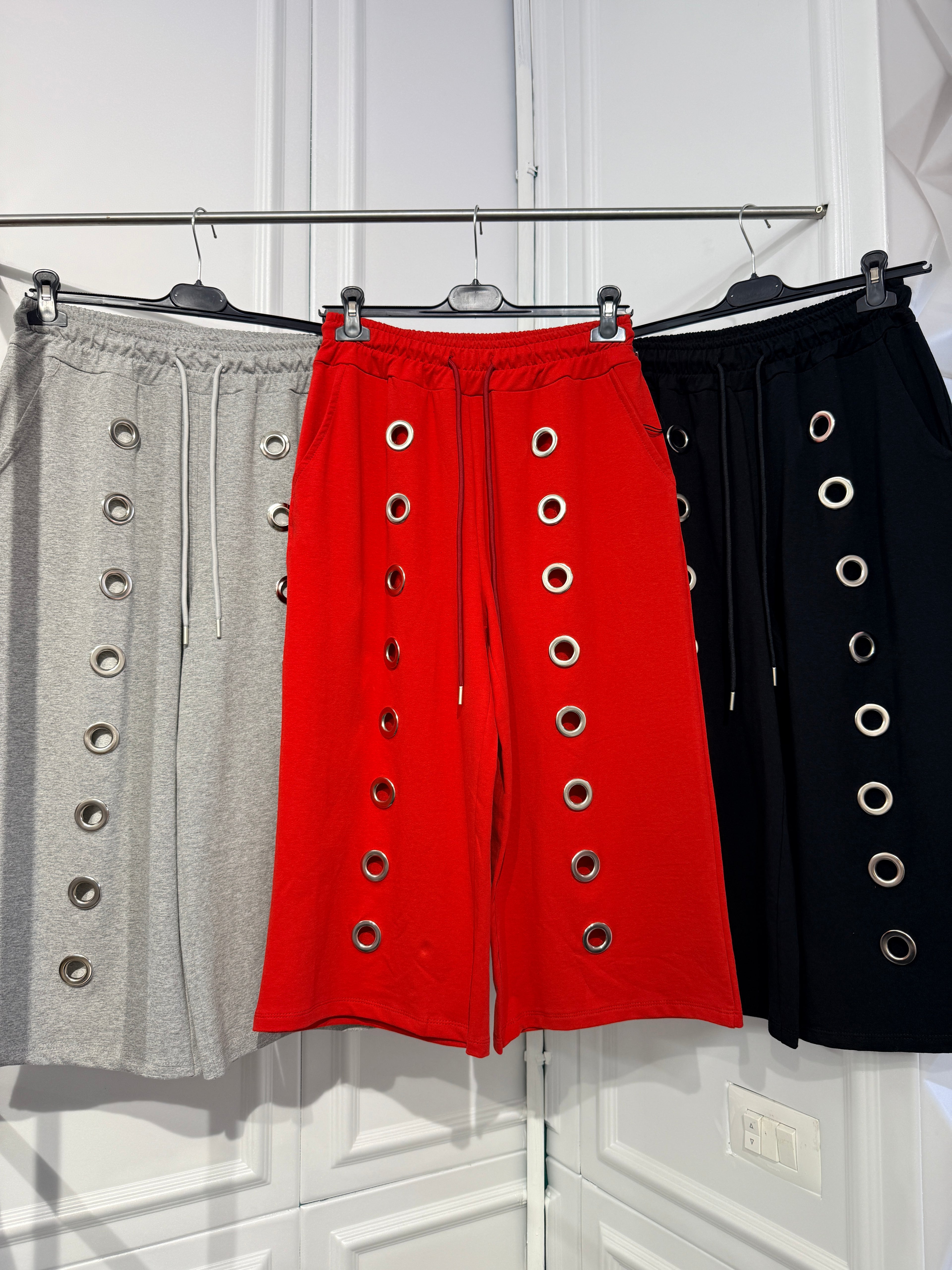 Pantaloni Cargo Urban con Occhielli in Metallo