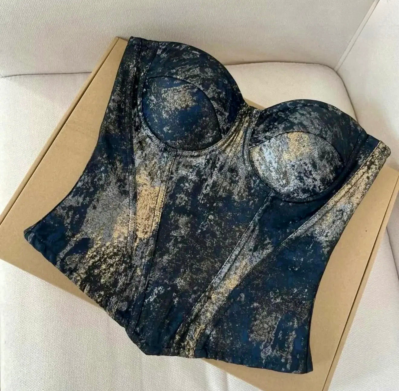 Top Corsetto Effetto Vintage Gold & Black