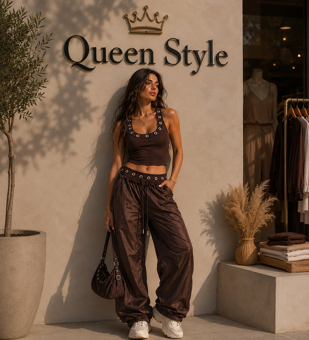 Completo Streetwear "Queen Style" – Crop Top & Cargo Pant