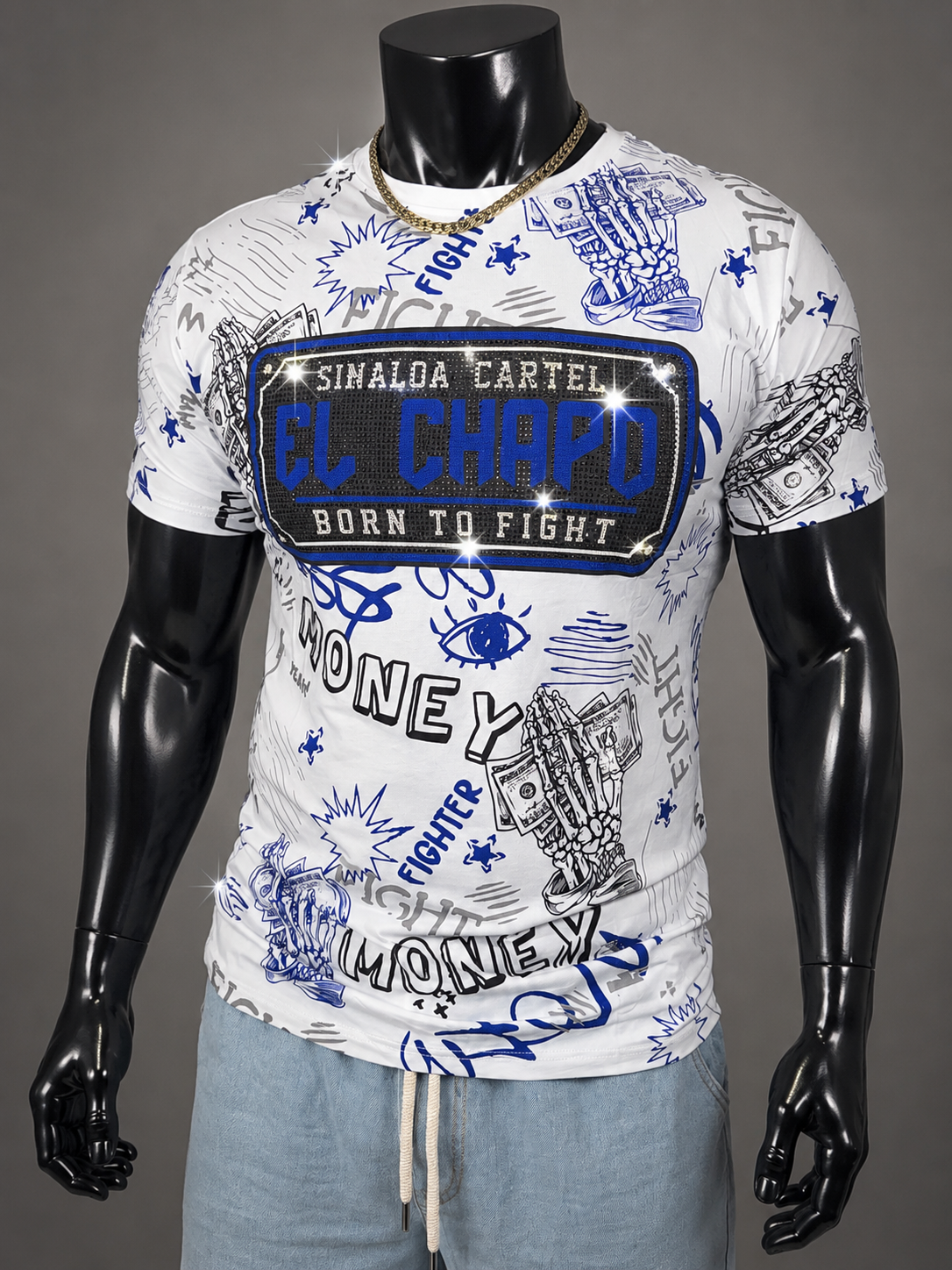 T-shirt Uomo "El Chapo" con Strass