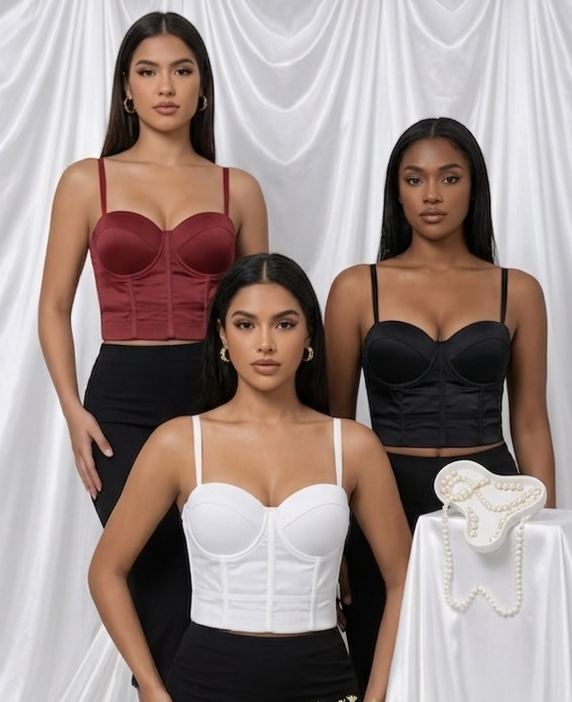 Bustier Corsetto "Essential" – Disponibile in Nero, Rosso o Bianco
