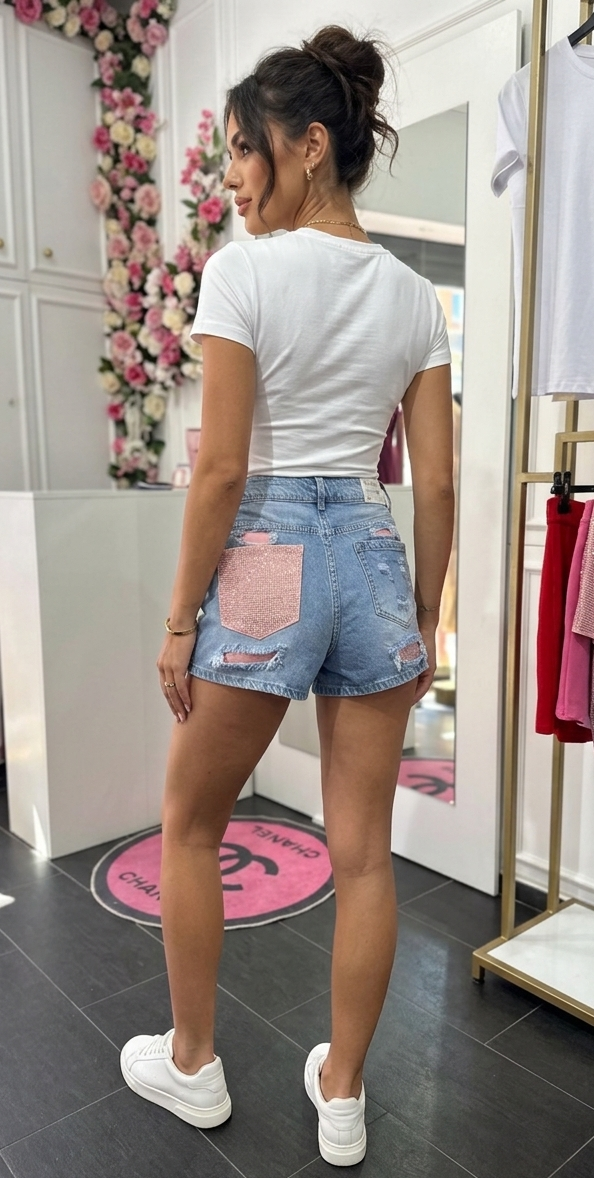 Shorts in Denim Luxury Edition – Dettagli in Strass