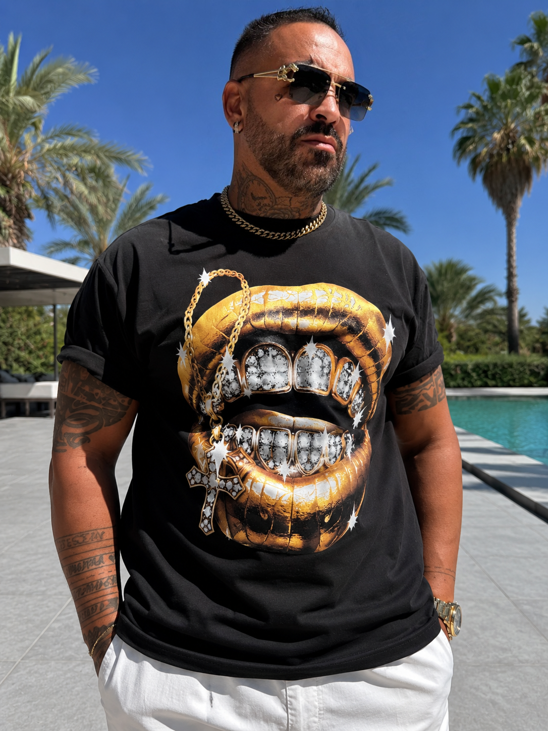 T-Shirt Limited Edition – Exclusive Gold & Diamond Grillz