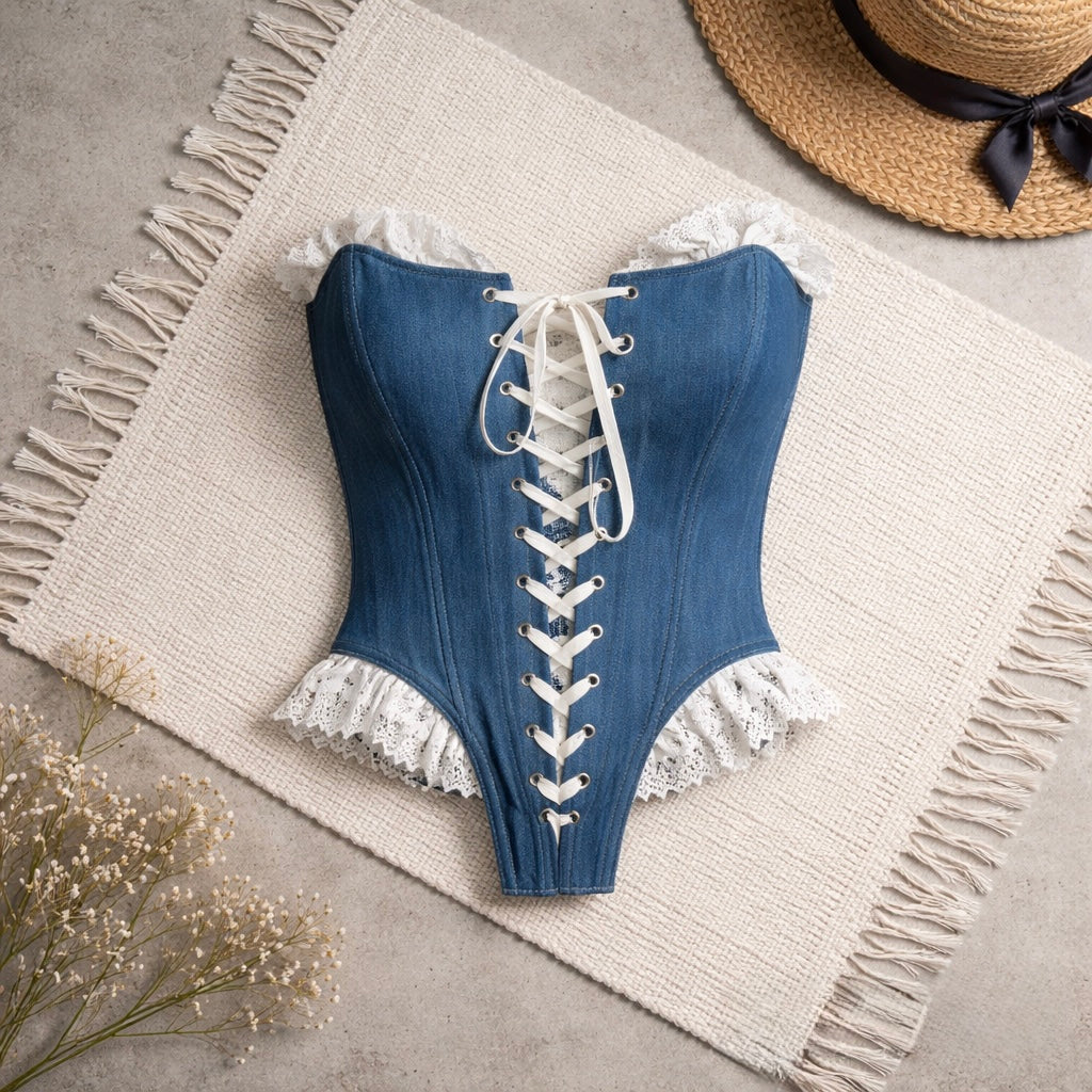Corsetto Bustier con Finiture in Pizzo