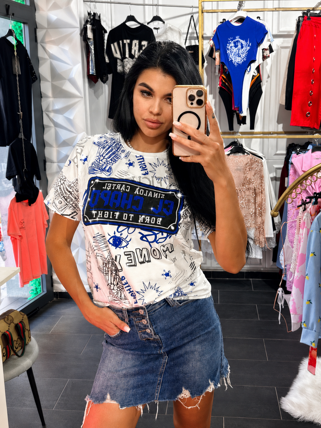 T-shirt Uomo "El Chapo" con Strass