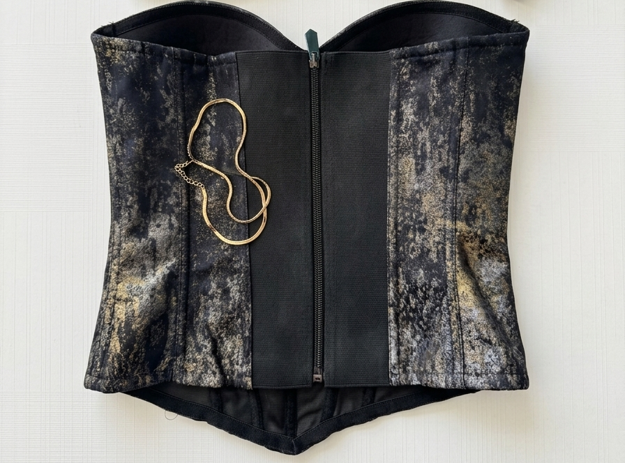 Top Corsetto Effetto Vintage Gold & Black