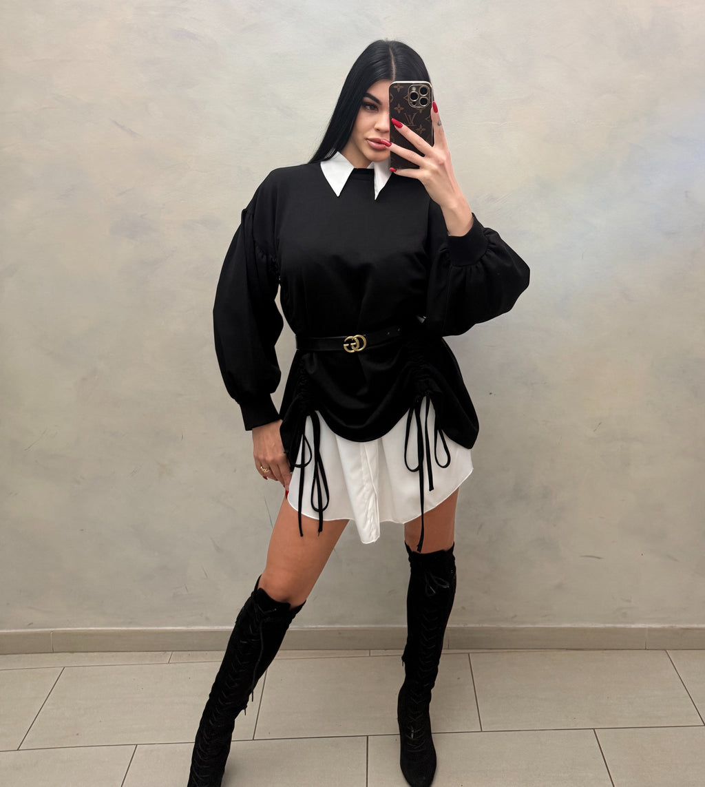 Felpa Lulù – Design Combinato con Arricciature