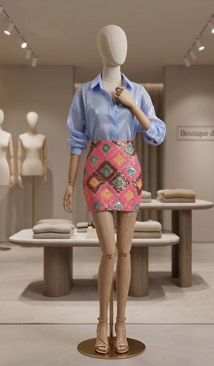 Gonna-Shorts Geometrica con Paillettes