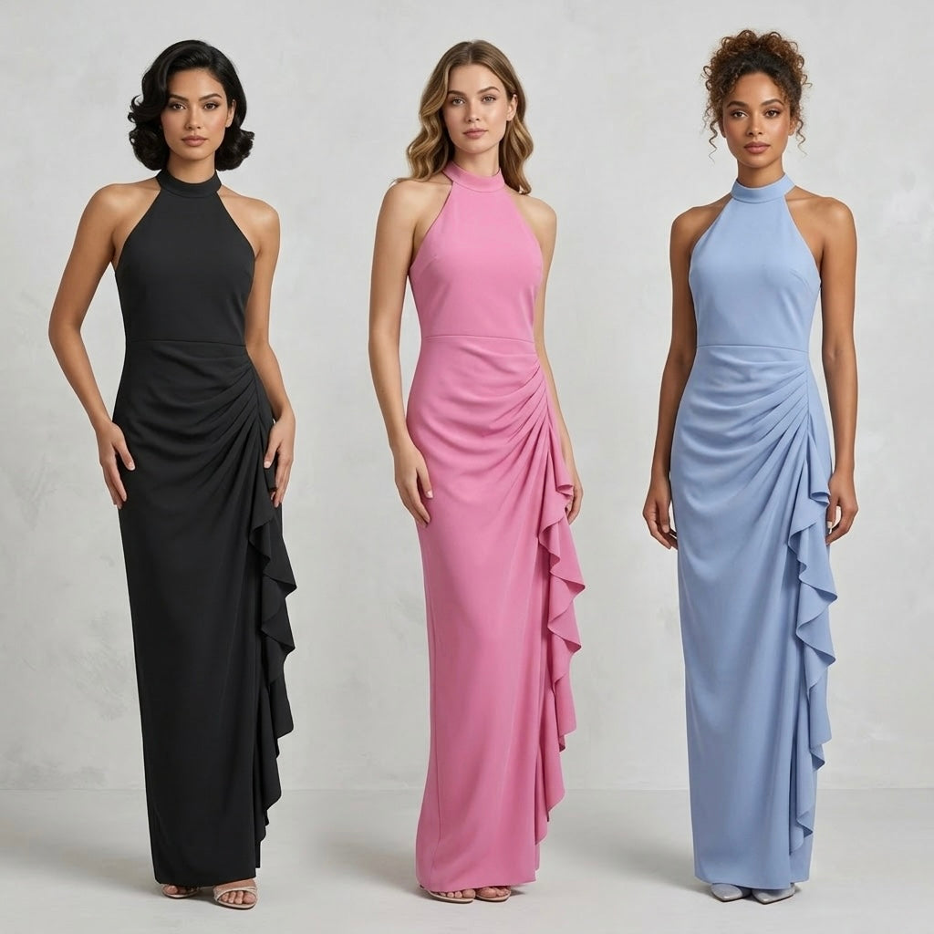 Abito Gala "Aura" – Lungo a Sirena con Scollo Halter