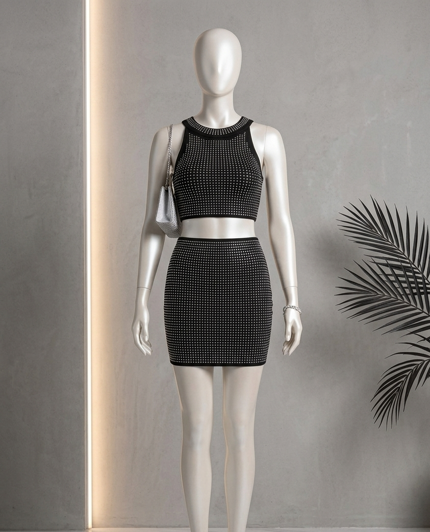 Completo Two-Piece Gioiello – Look Glamour Schiena Scoperta
