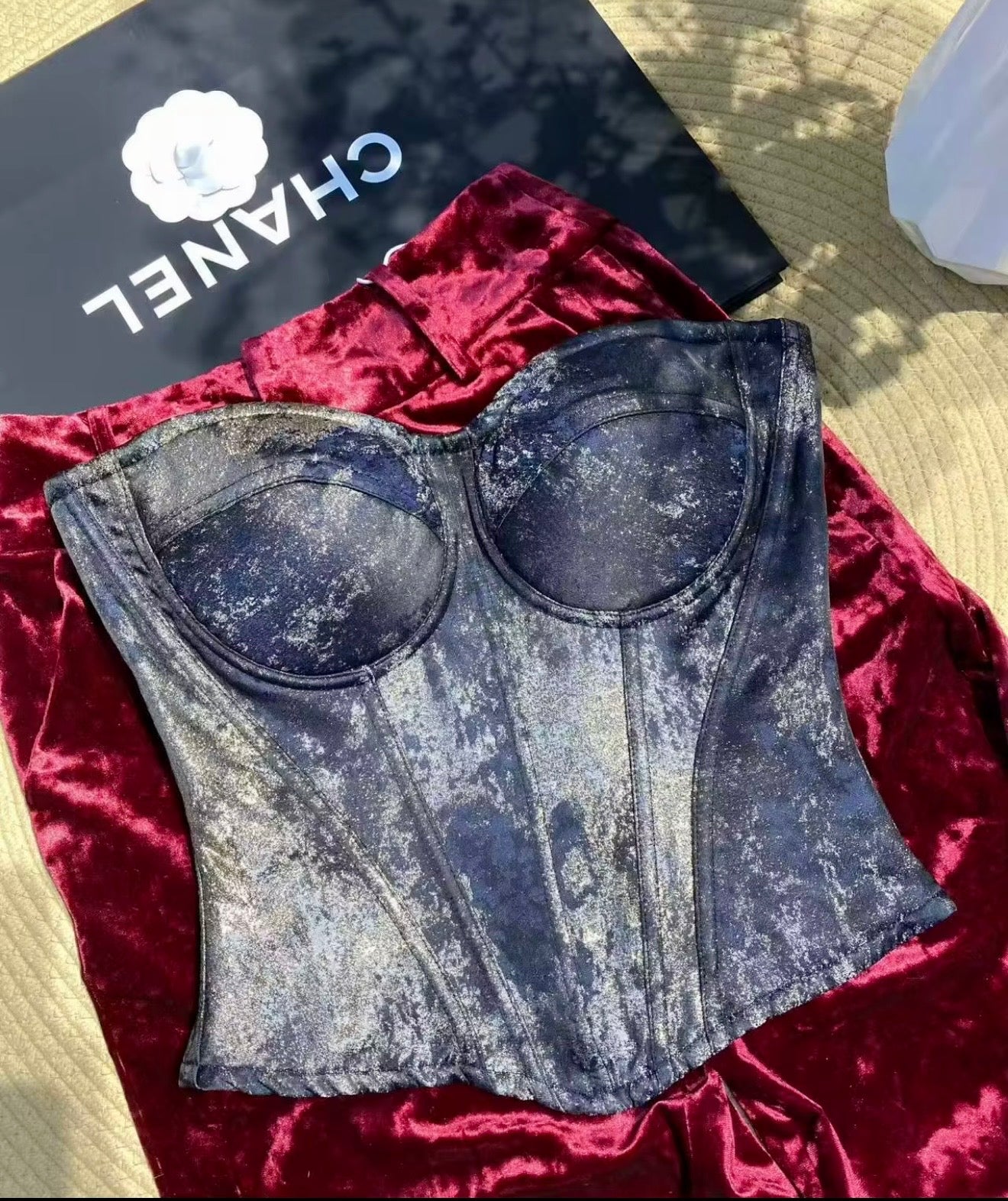 Top Corsetto Effetto Vintage Gold & Black