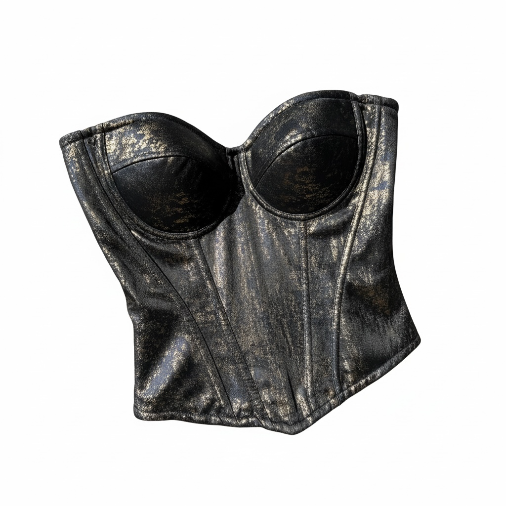 Top Corsetto Effetto Vintage Gold & Black