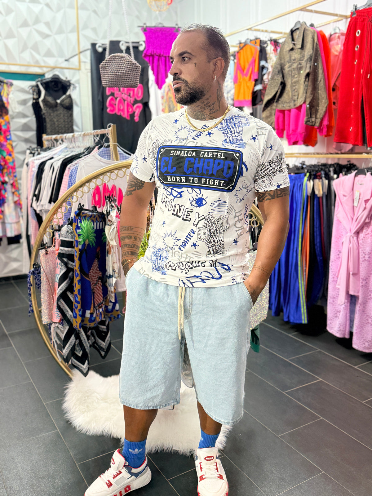 T-shirt Uomo "El Chapo" con Strass