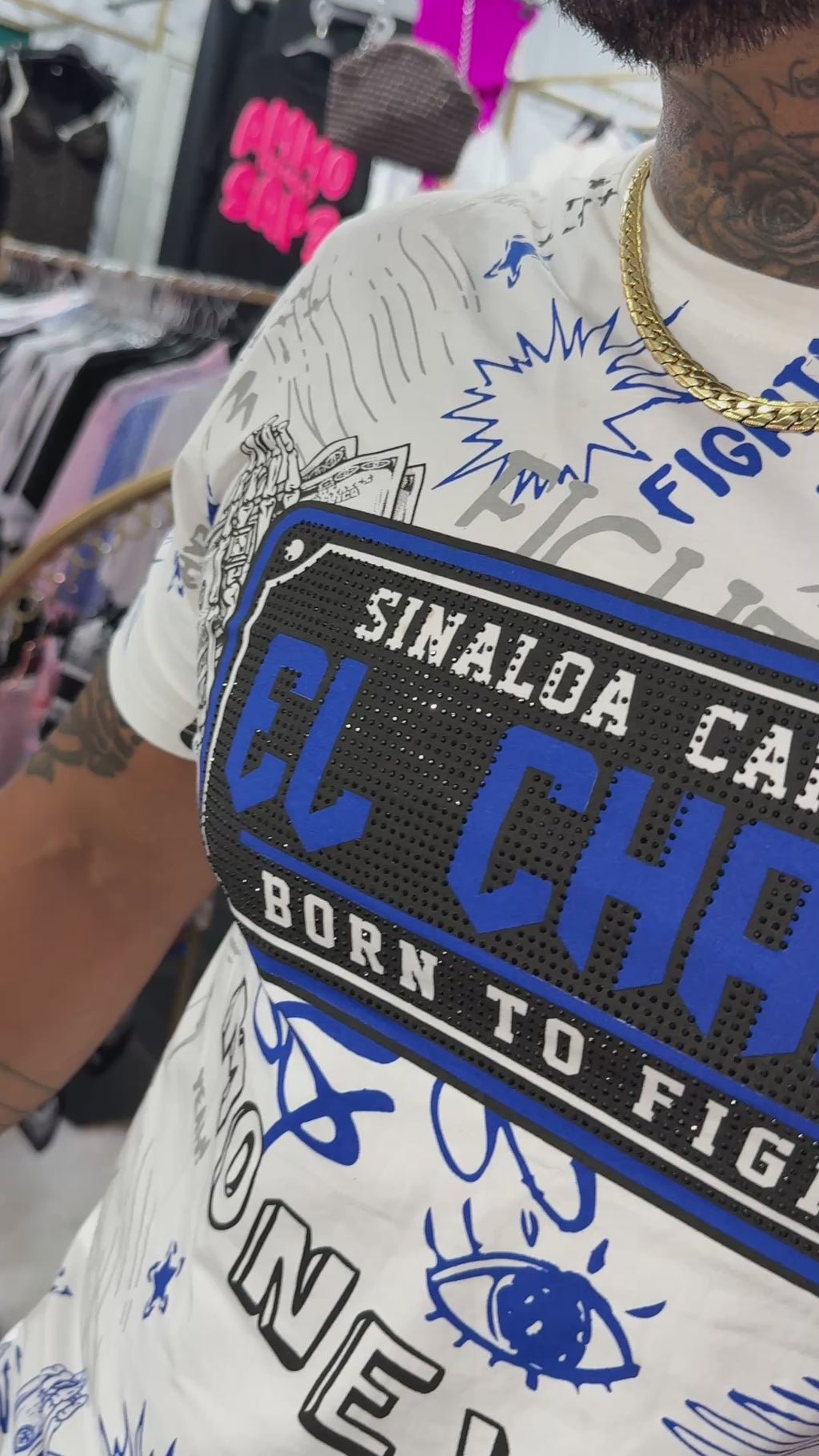 T-shirt Uomo "El Chapo" con Strass