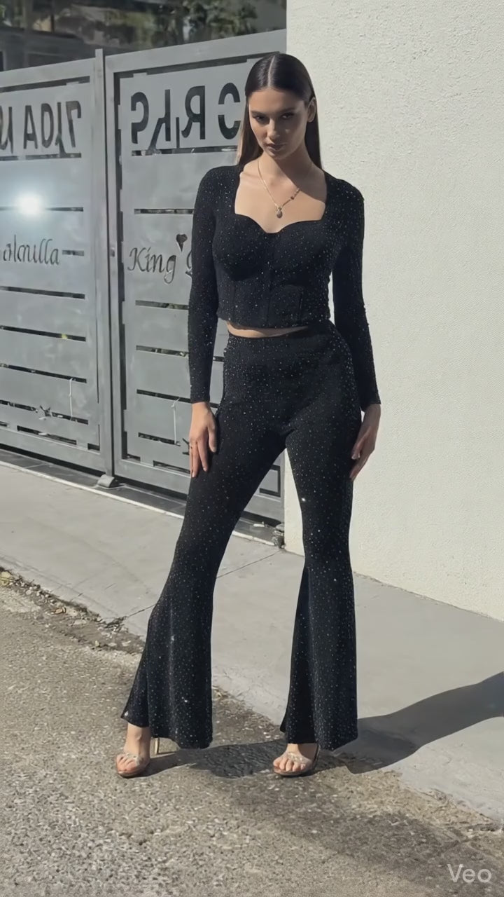 Set Sparkle Night: Top Corsetto e Pantaloni Flare